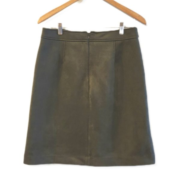 LOFT dark green faux suede short skirt - Picture 2 of 5